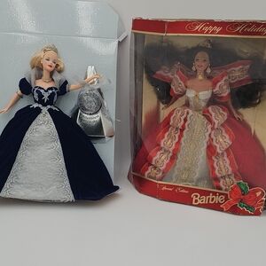 Barbie Special Edition Dolls in Blue and Red Gowns. Set Of 2.